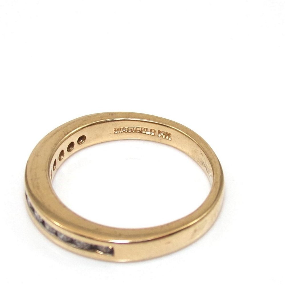 Magic Glo 14k Yellow Gold Natural Diamond Wedding Band Ring Size 4.75 View 4